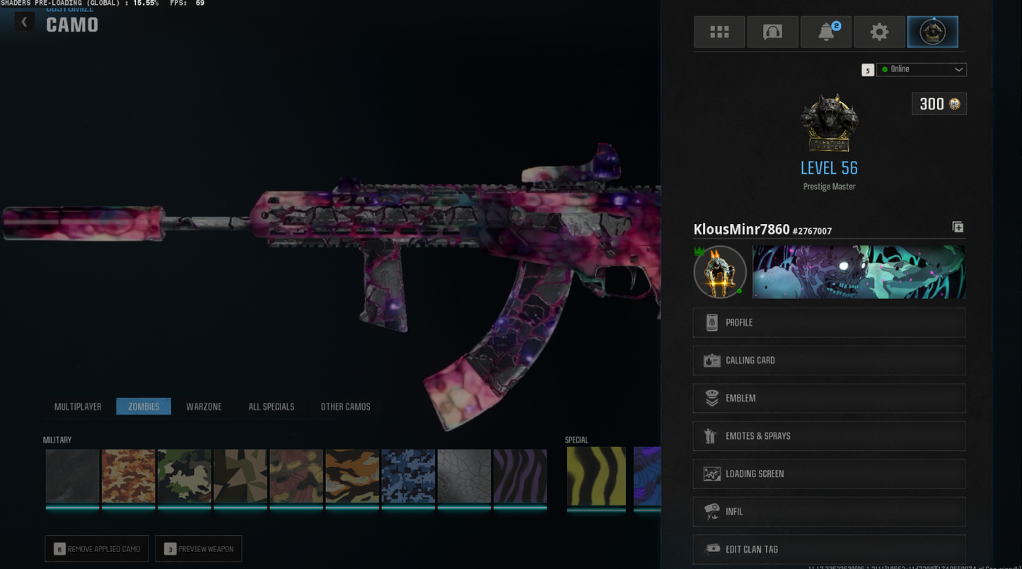 π BO6 + WZ4 π β Prestige Master + Nebula + Dark Matter β
C65 Amax, Kilo, Ladra And + New Meta Guns β 1000+ Camos Unlock π« All Augments And Gobble Gums Unlocked π Linkable to STEAM / BNET / XBOX / PSN