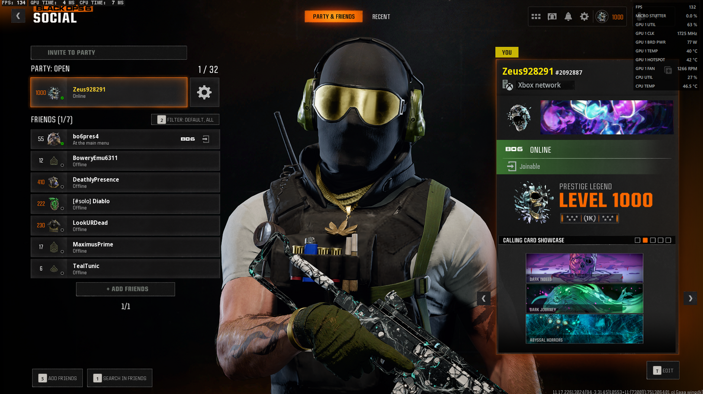 ๐ฅ BO6 EVERYTHING UNLOCKED ๐ฅ Dark Matter + Nebula + Abyss ๐ Prestige Legend ๐ Level 1000 ๐ All Guns Maxed ๐ 2000+ Camos ๐จ Season 3 & 4 Battle Passes Purchased ๐ All Pictures Attached ๐ Full Access ๐ Linkable to: Steam , Battle.net, PSN, Xbox ๐น๏ธ #avKRqu