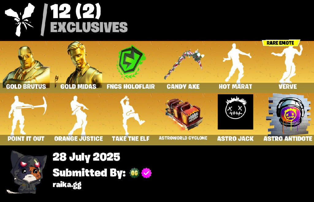 84 SKINS | GOLD MIDAS | GOLD BRUTUS | FNCS HOLOFLAIR | CANDY AXE | TAKE THE ELF |HOT MARAT | ORANGE JUSTICE | POINT IT OUT | VERVE