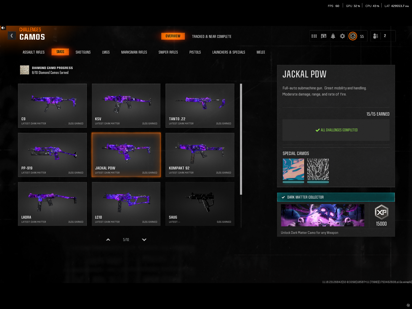 📀 BO6 + WZ4 | ✨ 33x Dark Matter Skins | 🎯 9x META Loadouts (Sniper, Fear1, Krig C, LC10...) 🧱 Level 55 | 🧿 50 Wins Secured | 🎮 Crossplay Ready: Steam • BNET • PSN • Xbox #DvRduK
