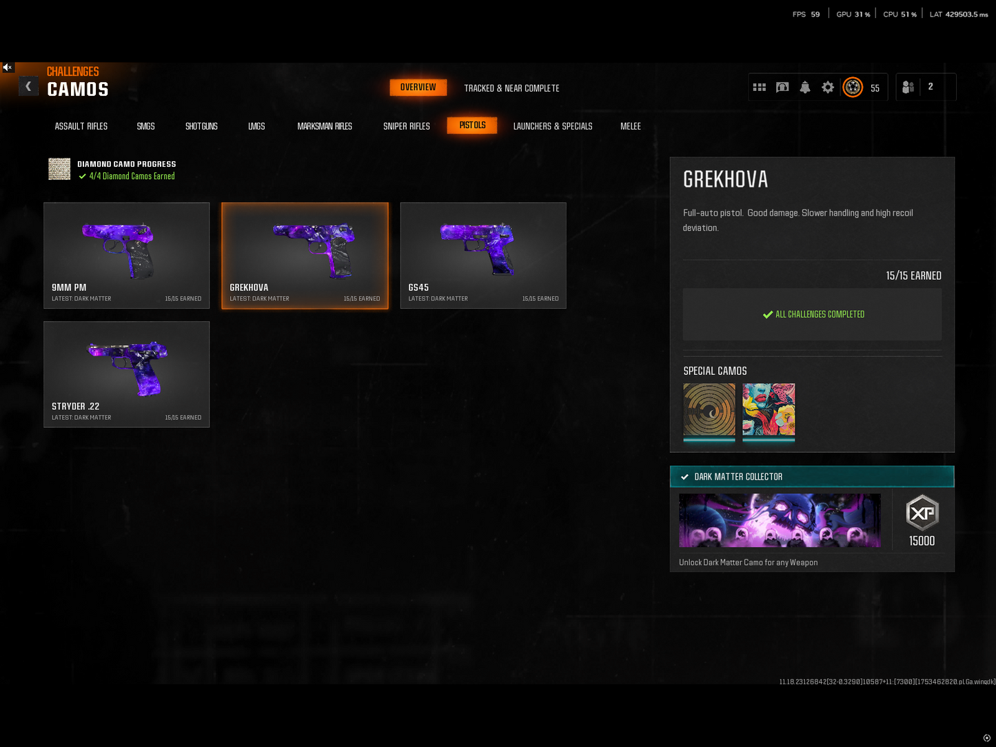📀 BO6 + WZ4 | ✨ 33x Dark Matter Skins | 🎯 9x META Loadouts (Sniper, Fear1, Krig C, LC10...) 🧱 Level 55 | 🧿 50 Wins Secured | 🎮 Crossplay Ready: Steam • BNET • PSN • Xbox #DvRduK