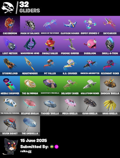 24 skins | Championship Aura | Mizuki | Renzo the Destroyer | Black Widow (Snow Suit) | Santa Dogg | Thunder | Imani | Captain Hypatia | 200 VB