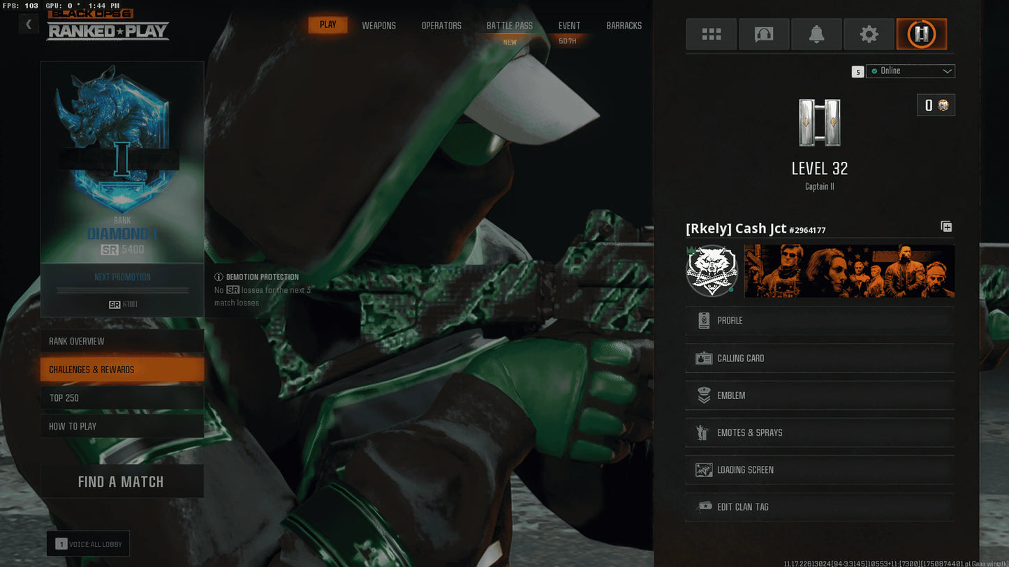 🎖️✨ BO6 DIAMOND TIER LEGEND ✨🎖️ 🚀 SR 5404 | 🏅 SEASON 4 CHAMPION 🧠 18 META OPERATORS MASTERED 💥 PRESTIGE MODE UNLOCKED 🔗 INSTANT LINK: Steam • BNET • PSN • Xbox 🎮 BLACK OPS 6 DOMINATOR #nMJxTB