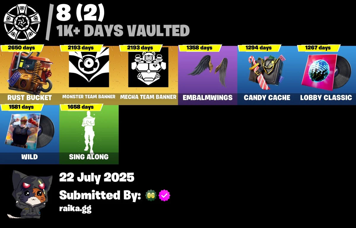 [PC/PSN/XBOX] 108 skins | Gold Midas | Gold Brutus | Gold Meowscles | Rust Bucket | Verve | Rage | Astroworld Cyclone | Monster Team Banner | 1100 VB