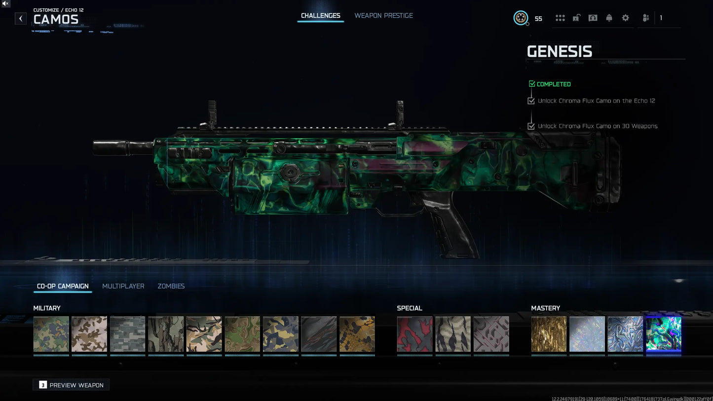 BO7 Genesis Camo Hand Unlock Service (Final Campaign Mastery) | Moonstone , Chroma Flux l 100% Safe