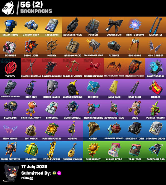59 skins | OG STW | Gold Brutus | Fishstick (World Cup) | Gold Midas | Trilogy | Carbon Commando | Prodigy | John Wick | Rox | The Ice King