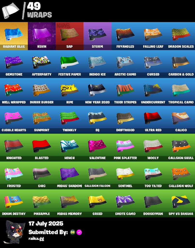 ? 59 skins ? OG STW | Gold Brutus | Fishstick (World Cup) | Gold Midas | Trilogy | Carbon Commando