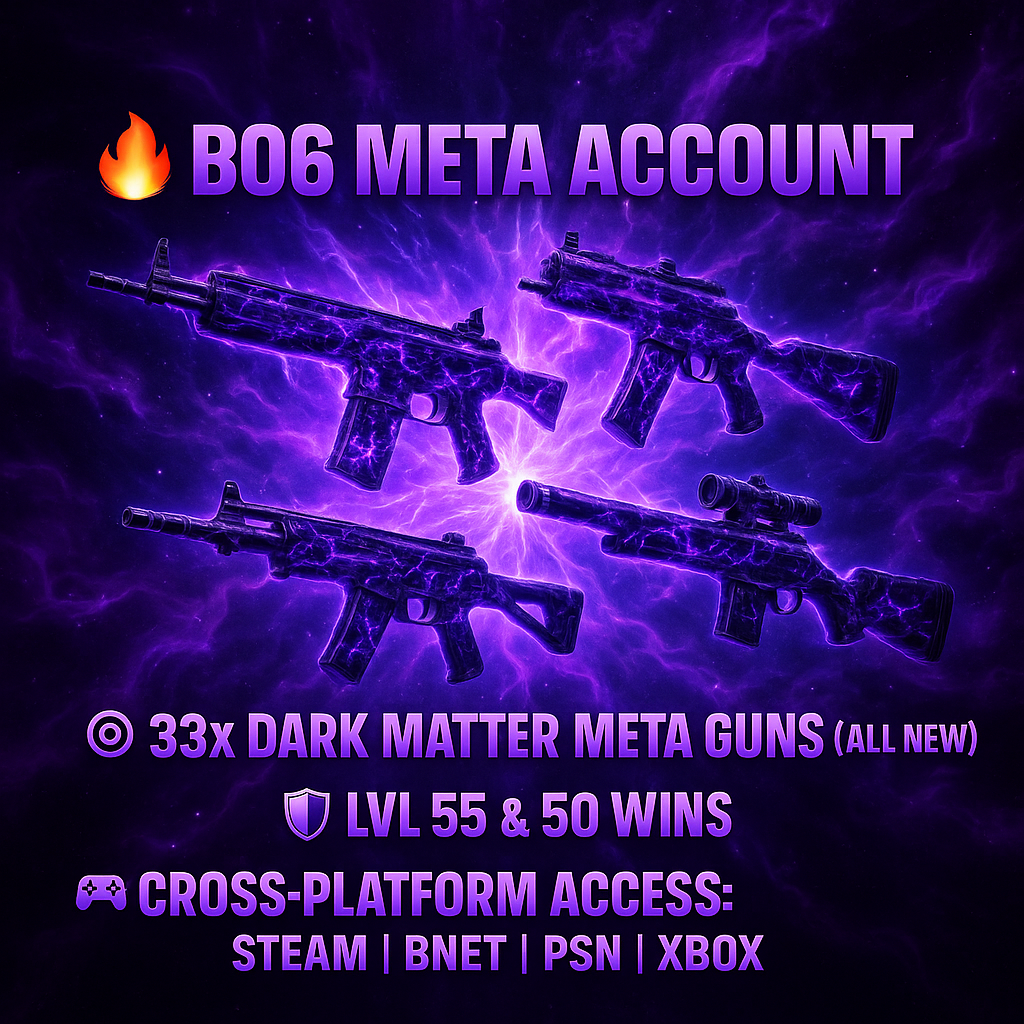 📀 BO6 & WZ4 | 🚧 33x Dark Matter Hand Leveled 9x Meta Guns Loadouts (Snipers , Fear1, C56,Kilo,Ladra,Lc10,KrigC,HDR) | 🪙 500+ Premium Camos | 🧱 Level 55 | 🧿 50 Ranked Wins | 🗺️ Crossplay: Steam • BNET • PSN • Xbox