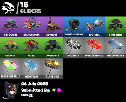 24 skins | Blue Squire | Royale Knight | Drift | Ragnarok | Calamity | Wild Card | Gear Specialist Maya | Wukong | Hollowhead | Sledgehammer | 450 VB