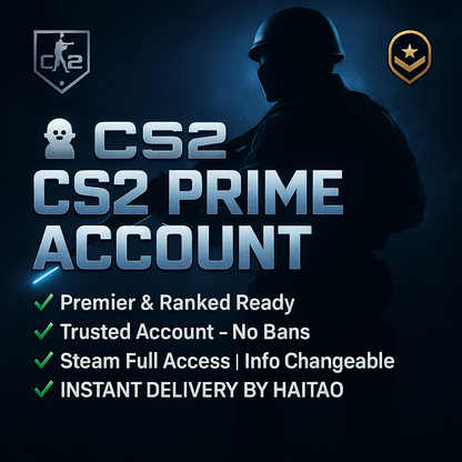 〽️ CS2 ✔️ Prime Account ✔️ Premier Ready ✔️ Ranked Ready ✔️ Trusted Account ✔️ Not Banned Anywhere ✔️ Steam Full Access ✔️ Instant Delivery By Haitao ✔️ Changeable Info
