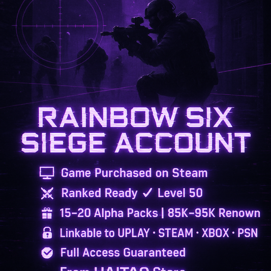 🎮 R6 Siege – Ranked Starter | 📶 Level 50 ✔️ | 🎁 15~20 Alpha Packs | 🧾 95k–100k Renown | 🧷 Cross-Platform Linking (Steam • Uplay • PSN • Xbox) | 🔐 Verified Full Access