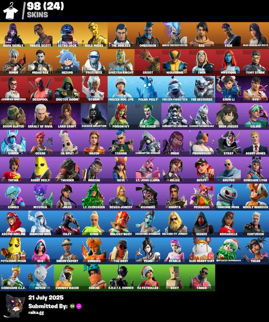 💯🔥𝙀𝙓𝘾𝙇𝙐𝙎𝙄𝙑𝙀 🔥💯•98 SKINS• 🔥 Dark Skully 🔥 Travis Scott 🔥Astro Jack 🔥 Gold Midas 🔥 The Ageless 🔥 Omegarok 🔥 Renzo the Destroyer 🔥 Raz 🔥 Fade 🔥350 VB