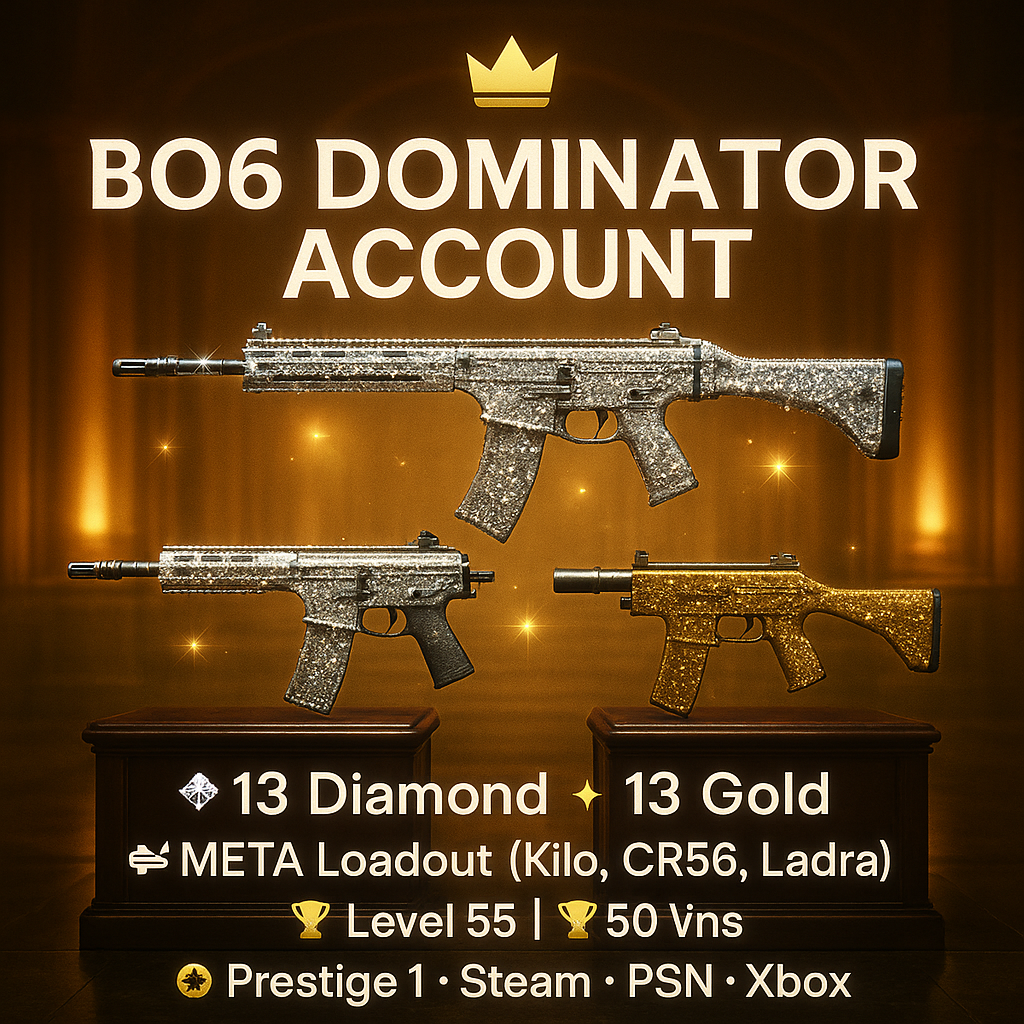 【🌑 BO6 🌑】💍 13 Diamond (Kilo+CR56) 🏅 Level 55 & 50 Wins | 🕹️ BO6 Complete 🔥 195 Camos | 💠 13 Diamond | 🏆 15 Gold 🦹 18 Operators | 🌐 Multiplatform #C4jae9