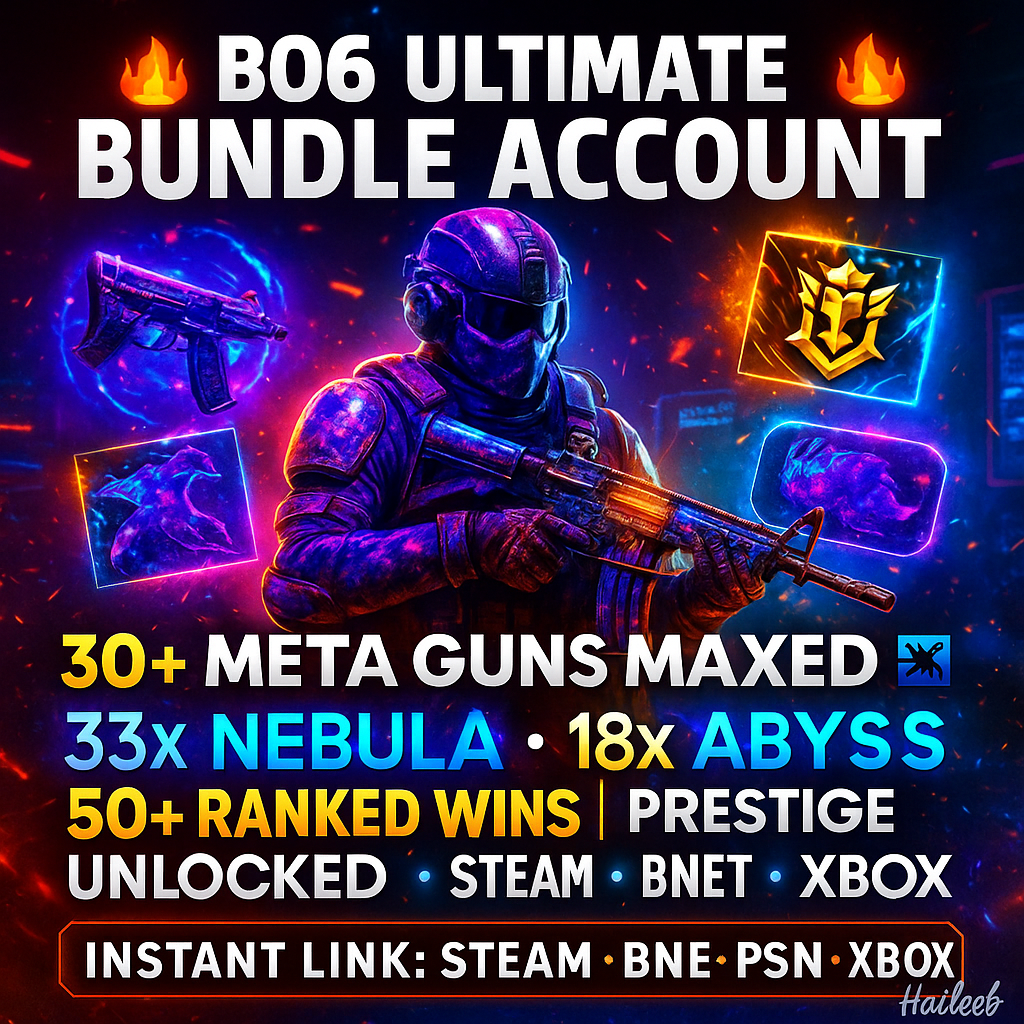 💎 BO6 💥 22 PREMIUM BUNDLES UNLOCKED | 🧠 PRESTIGE COMPLETED 🌀 33x NEBULA • 18x ABYSS | 🔫 30 SWEAT META GUNS MAXED 🏆 50+ RANKED VICTORIES | ⚡ WZ4 QUICK LAUNCH SETUP 🌐 LINKED FOR: STEAM 💻 • BNET 🛠️ • PSN 🎮 • XBOX 🅧 #d2hap5 PSN 🎮 • XBOX 🅧