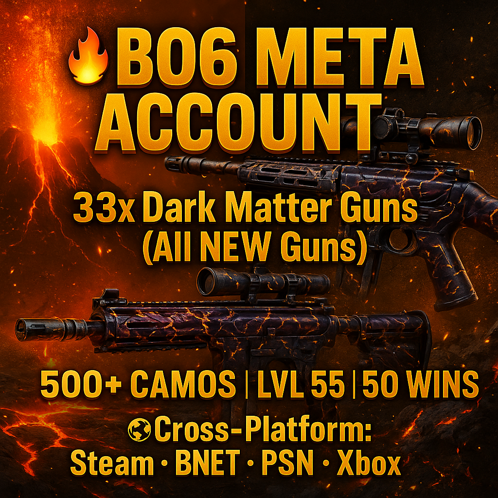 📀 BO6 & WZ4 | 🚧 33x Dark Matter Hand Leveled 9x Meta Guns Loadouts (Snipers , Fear1, C56,Kilo,Ladra,Lc10,KrigC,HDR) | 🪙 500+ Premium Camos | 🧱 Level 55 | 🧿 50 Ranked Wins | 🗺️ Crossplay: Steam • BNET • PSN • Xbox