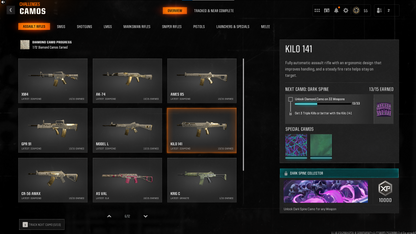 【🌑 BO6 🌑】💍 13 Diamond (Kilo+CR56) 🏅 Level 55 & 50 Wins | 🕹️ BO6 Complete 🔥 195 Camos | 💠 13 Diamond | 🏆 15 Gold 🦹 18 Operators | 🌐 Multiplatform #C4jae9