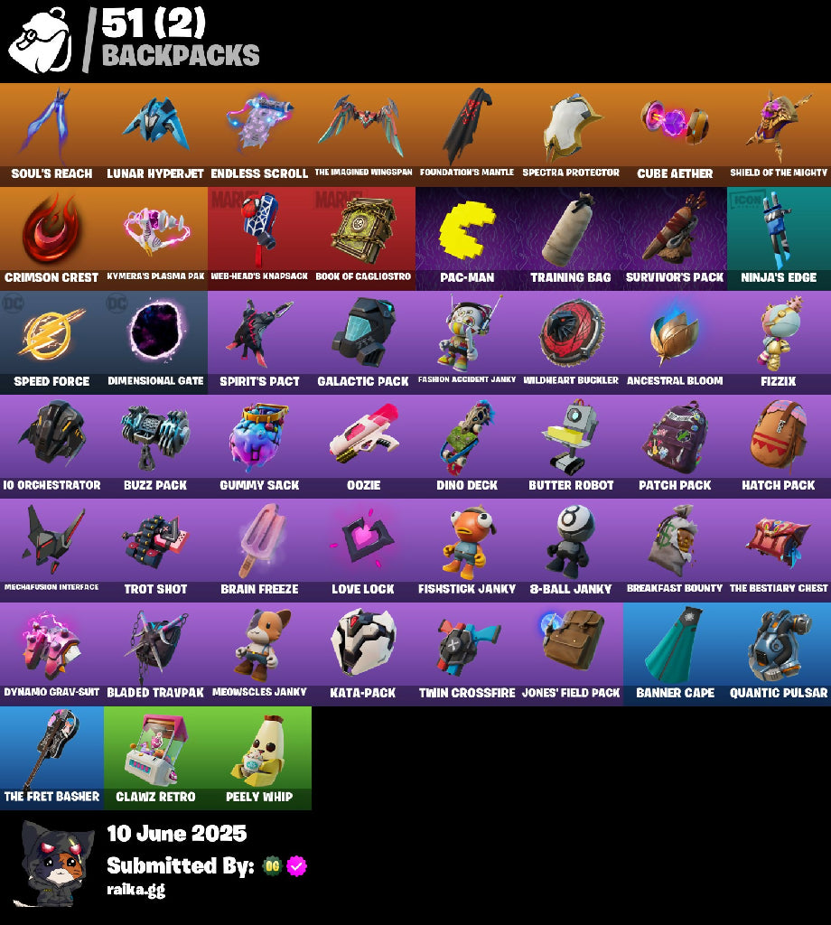 ?[PC/PSN/XBL]? 51 skins ? Marshmello ? Spiderman? Ryu ? Joey ? Menace ? Raz ? Ronin ? Kymera ? Predator ? The Origin ? The Imagined ? The Foundation ? Spire Assassin ? Hunter