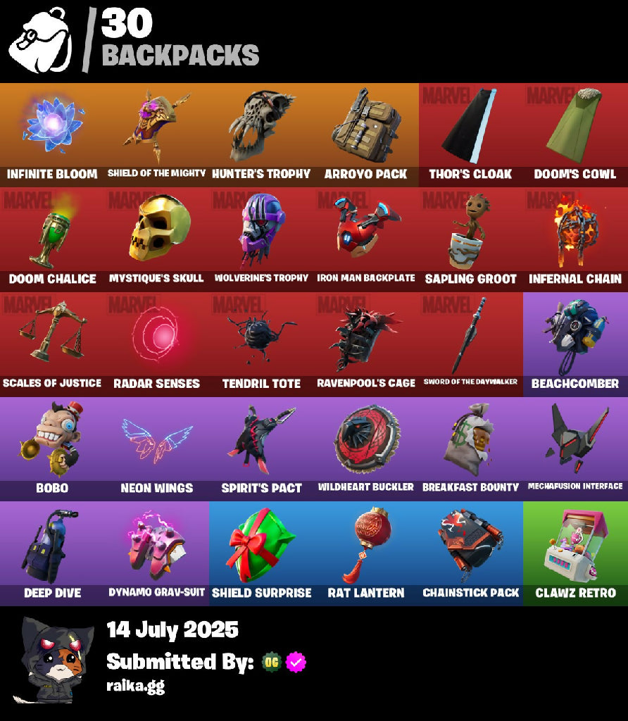 ?[PC/PSN/XBOX]? 27 skins ⚡ Predator | Menace | Mandalorian | Doctor Doom | Wolverine | Storm | Ravenpool | Tony Stark | Jennifer Walters | Ghost Rider | Thor | 150 VB