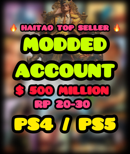 GTA 5 PS4 Modded Account • $500M Cash + Modded Cars • RP 20-30 • Instant Delivery