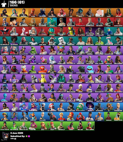 [PC/PSN/XBOX]🔥𝐒𝐓𝐀𝐂𝐊𝐄𝐃 𝐄𝐗𝐂𝐋𝐔𝐒𝐈𝐕𝐄🔥166 skins ⭐ IKONIK ⭐ Katalina ⭐ John Wick ⭐ CANDY AXE ⭐ The Ice King ⭐ Blackheart ⭐Valeria ⭐ Luxe ⭐ Zenith ⭐ Ruin ⭐Hades ⭐ 100 VB