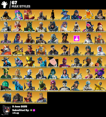 [PC/PSN/XBOX]🔥𝐒𝐓𝐀𝐂𝐊𝐄𝐃 𝐄𝐗𝐂𝐋𝐔𝐒𝐈𝐕𝐄🔥166 skins ⭐ IKONIK ⭐ Katalina ⭐ John Wick ⭐ CANDY AXE ⭐ The Ice King ⭐ Blackheart ⭐Valeria ⭐ Luxe ⭐ Zenith ⭐ Ruin ⭐Hades ⭐ 100 VB