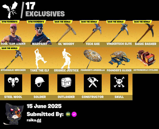 ⚡[PC/PSN/XBOX] 35 skins | OG STW | Ragnarok | Omega | Enforcer | Drift | Valor | The Visitor | Zenith | Calamity | Lynx | Carbide | Slayer Juice WRLD | 105 VB