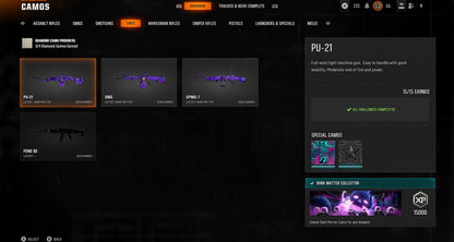 📀 BO6 & WZ4 | 🚧 33x Dark Matter Hand Leveled 9x Meta Guns Loadouts (Snipers , Fear1, C56,Kilo,Ladra,Lc10,KrigC,HDR) | 🪙 500+ Premium Camos | 🧱 Level 55 | 🧿 50 Ranked Wins | 🗺️ Crossplay: Steam • BNET • PSN • Xbox