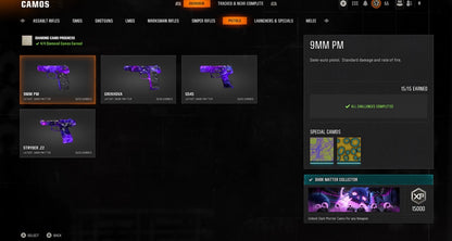 📀 BO6 & WZ4 | 🚧 33x Dark Matter Hand Leveled 9x Meta Guns Loadouts (Snipers , Fear1, C56,Kilo,Ladra,Lc10,KrigC,HDR) | 🪙 500+ Premium Camos | 🧱 Level 55 | 🧿 50 Ranked Wins | 🗺️ Crossplay: Steam • BNET • PSN • Xbox