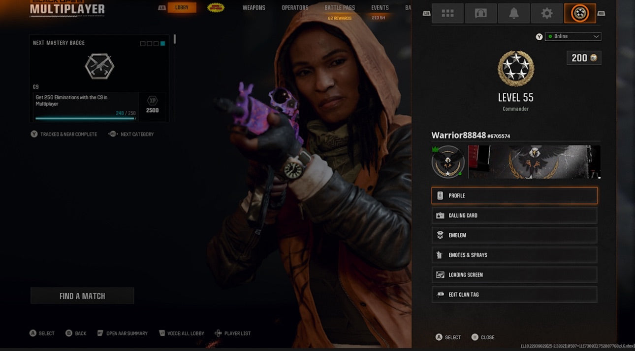 📀 BO6 & WZ4 | 🚧 33x Dark Matter Hand Leveled 9x Meta Guns Loadouts (Snipers , Fear1, C56,Kilo,Ladra,Lc10,KrigC,HDR) | 🪙 500+ Premium Camos | 🧱 Level 55 | 🧿 50 Ranked Wins | 🗺️ Crossplay: Steam • BNET • PSN • Xbox