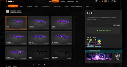 📀 BO6 & WZ4 | 🚧 33x Dark Matter Hand Leveled 9x Meta Guns Loadouts (Snipers , Fear1, C56,Kilo,Ladra,Lc10,KrigC,HDR) | 🪙 500+ Premium Camos | 🧱 Level 55 | 🧿 50 Ranked Wins | 🗺️ Crossplay: Steam • BNET • PSN • Xbox