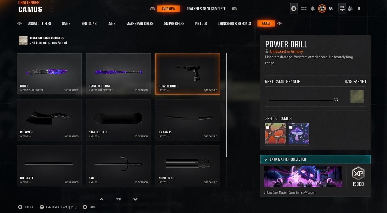 📀 BO6 & WZ4 | 🚧 33x Dark Matter Hand Leveled 9x Meta Guns Loadouts (Snipers , Fear1, C56,Kilo,Ladra,Lc10,KrigC,HDR) | 🪙 500+ Premium Camos | 🧱 Level 55 | 🧿 50 Ranked Wins | 🗺️ Crossplay: Steam • BNET • PSN • Xbox