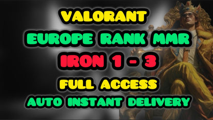 Buy Valorant EU Server  Iron 1 |  Latest Act |  Level 20 Activated |  Bonus Agents |  Email Transfer Access #XxJWy0