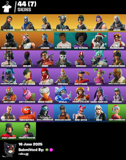 [PSN/XBL/PC] 44 skins | The Reaper | Blue Squire | Royale Knight | Elite Agent | Floss | Take The L | Renegade Raider | Raider's Revenge | Trailblazer | 100 VB