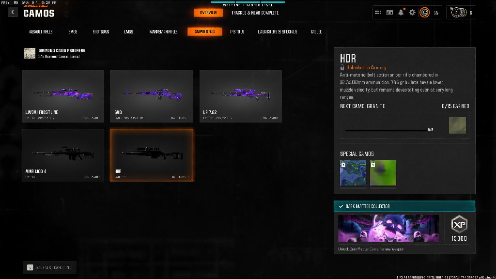 ✳️ Cheapest ✳️ BO6 / Warzone ✳️ 33x Dark Matter Camo on META GUNS ✳️ 33x ( Dark Spine , Diamond , Gold ) ✳️ 495 Camos ✳️ Ranked Ready ✳️ Level 55 ✳️ 50 Wins ✳️ Steam , Battle Net , PSN , XBOX #R4gOwB