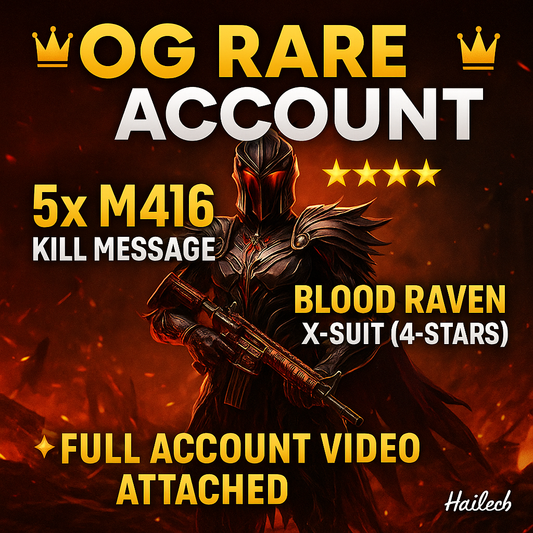 👑 OG RARE ACCOUNT ‎👑5x M416 KILL MESSAGE ‎👑BLOOD RAVEN X-SUIT (4-STARS) 👑 ✨58X GUN LAB✨ Full Account Video Attached