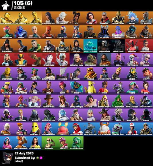 ⭐[PC/PSN/XBOX]✨105 skins ✨ Gold Meowscles | Gold Brutus | Gold Midas | Point It Out | Hot Marat | Rage | Take The Elf | Astroworld Cyclone | Astro Jack | 300 VB