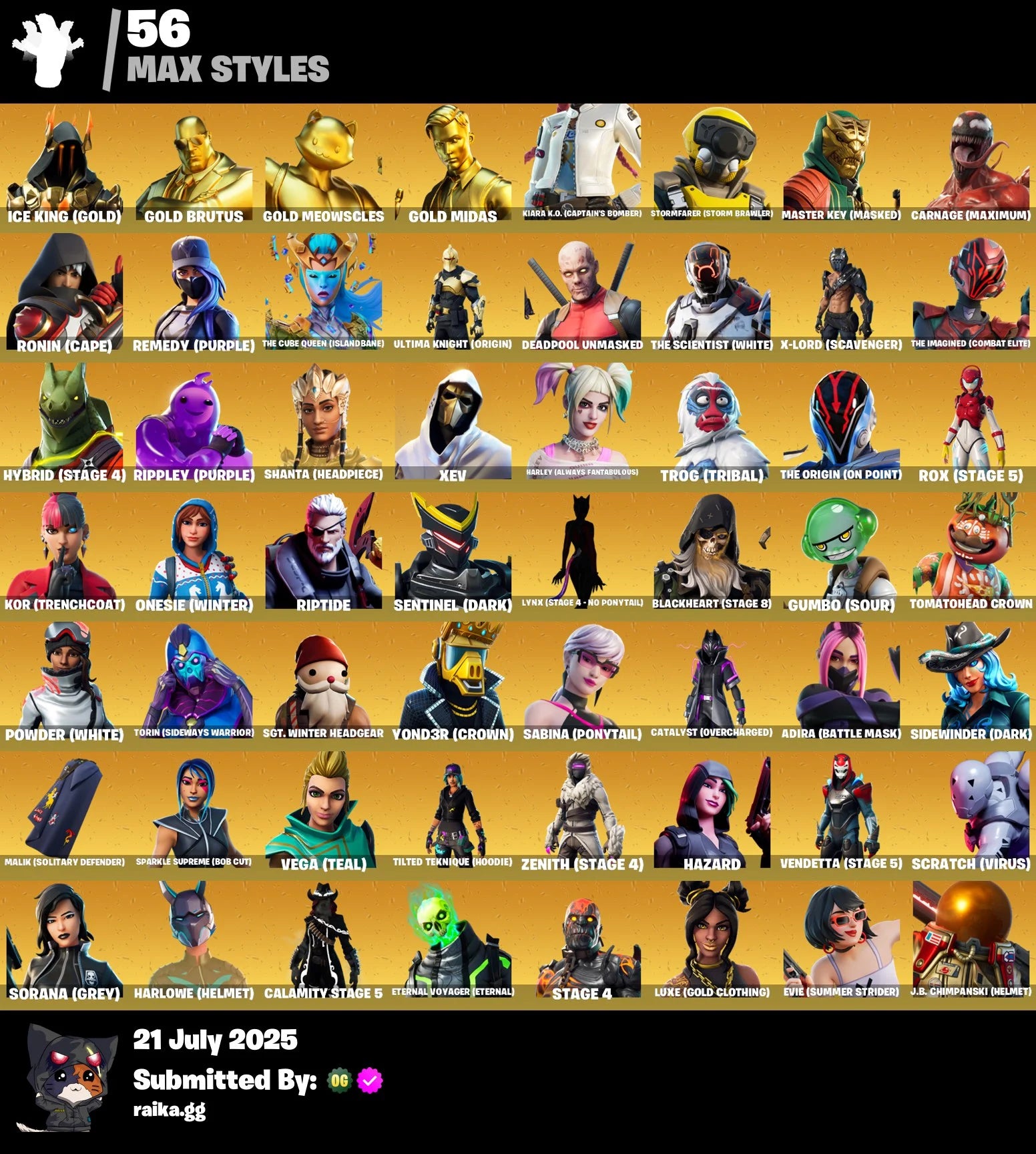 🎯[PC/PSN/XBOX]🎯 107 skins 🔥 Gold Brutus ✨ Gold Meowscles ⚡ Gold Midas 🔥 Carbon Commando 🚨 Trilogy 🚨 Royale Bomber ✨ Point Patroller 🔥 The Origin ⚡Snap |✔️ 50 VB