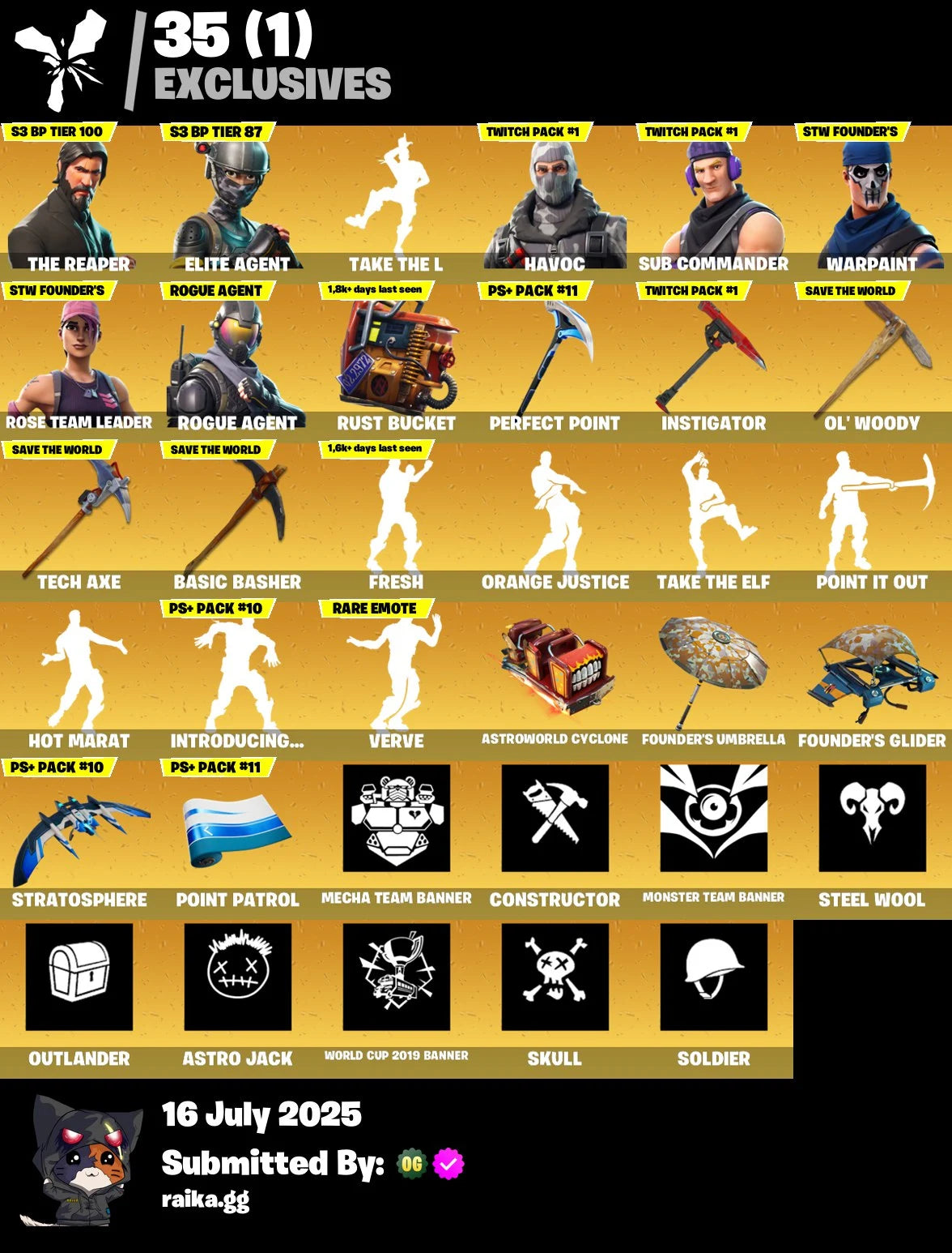 ⭐[PC/PSN/XBOX]🎉99 skins ✨ OG STW ✨ The Reaper ⭐ Elite Agent ⭐ Take The L ⚡ Havoc ⚡ Sub Commander ✨ Rogue Agent ✨ Fusion ⭐ Drift 🔥 A.I.M. 🔥 Vendetta ✨ Enforcer ✨ 1550 VB