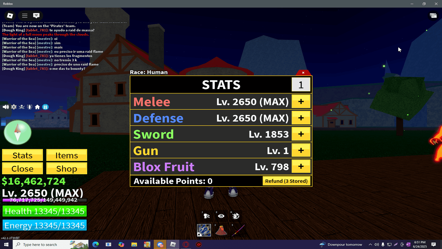 [Blox Fruits] | ⚡ Level 2650 | 🌌 Gravity (Unused) | 👊 Godhuman | 🍀 Random Luck (CDK + SOUL) | ⚠️ Unverified | #H8J3M6V