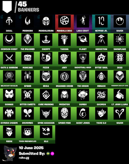 ?[PC/PSN/XBL]? 51 skins ? Marshmello ? Spiderman? Ryu ? Joey ? Menace ? Raz ? Ronin ? Kymera ? Predator ? The Origin ? The Imagined ? The Foundation ? Spire Assassin ? Hunter