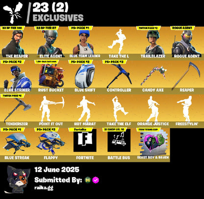 75 skins | The Reaper | Elite Agent | Blue Team Leader | Take The L | Trailblazer | Rogue Agent | Blue Striker | Backlash | Omega | Raz | 350 VB