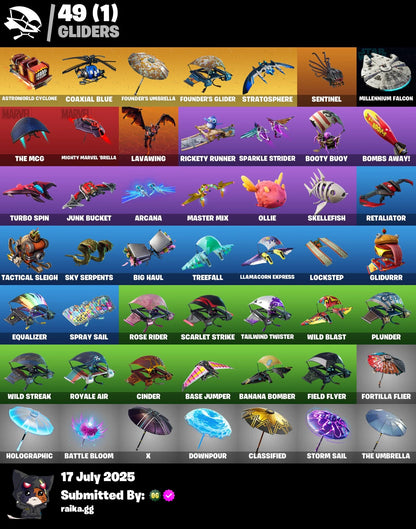59 skins | OG STW | Gold Brutus | Fishstick (World Cup) | Gold Midas | Trilogy | Carbon Commando | Prodigy | John Wick | Rox | The Ice King