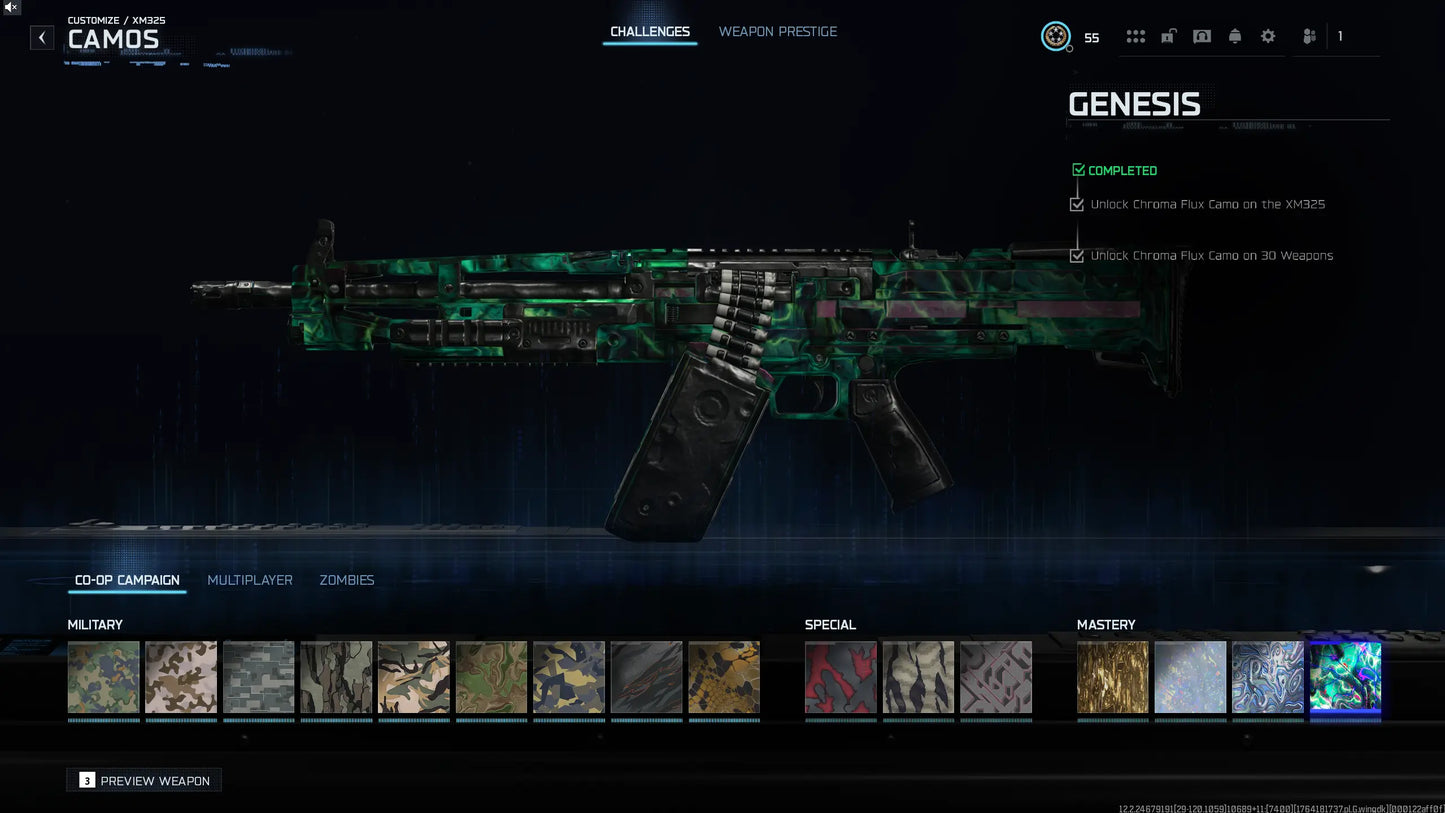 BO7 Genesis Camo Hand Unlock Service (Final Campaign Mastery) | Moonstone , Chroma Flux l 100% Safe