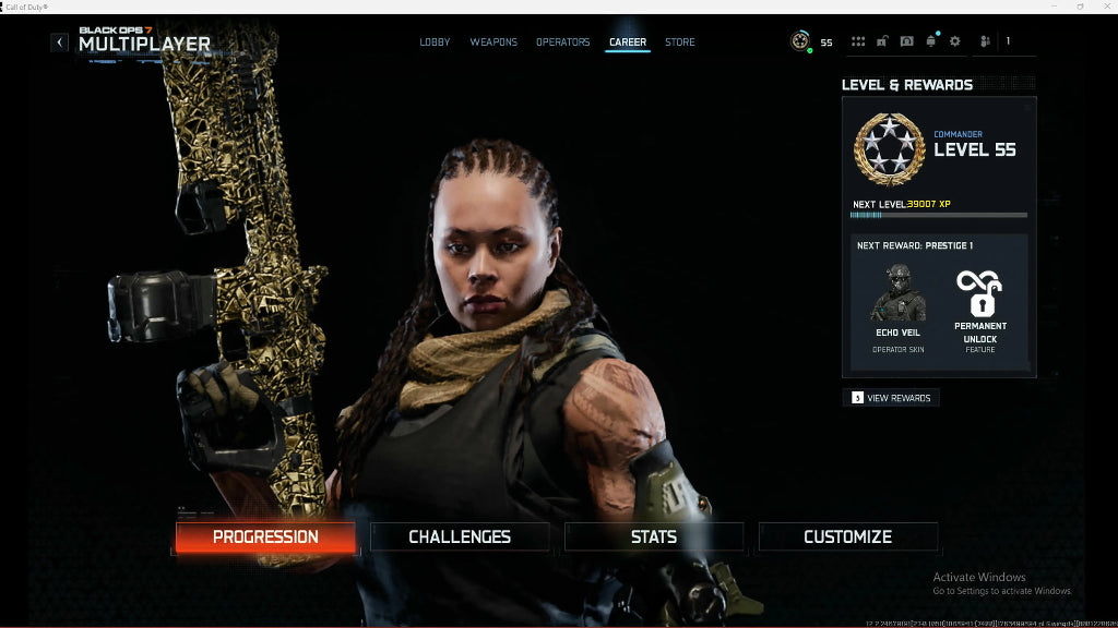 BO7 I Level 55 I 2 Guns Maxed I 2 Shattered Gold Camos I 26 Camos Unlock I Ranked Ready I Handmade I Linkable: Steam • Battle.net • PSN • Xbox