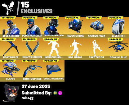 [PC/XBOX/PSN] 36 skins | Blue Striker | Point Patroller | Carbon Commando | Carbide | Blackheart | Hades | Hybrid | Lynx | Calamity | Zenith | Zeus | 100 VB