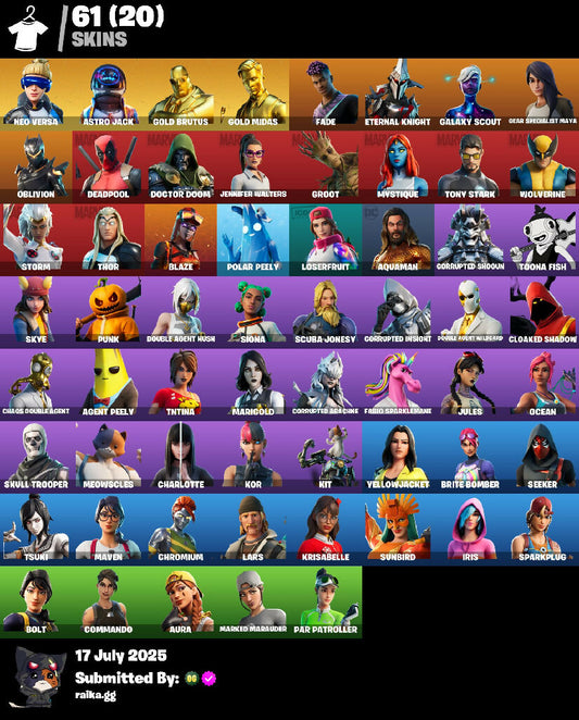 ?[PSN/XBL/PC]? 61 skins | Neo Versa | Astro Jack | Gold Brutus | Gold Midas | Fade | Eternal Knight | Galaxy Scout | Gear Specialist Maya | Oblivion | 390 VB