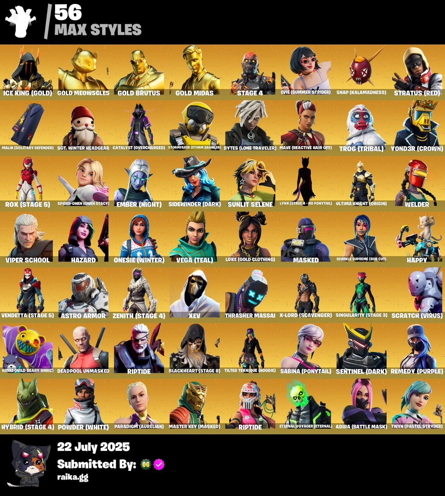 ⭐[PC/PSN/XBOX]✨105 skins ✨ Gold Meowscles | Gold Brutus | Gold Midas | Point It Out | Hot Marat | Rage | Take The Elf | Astroworld Cyclone | Astro Jack | 300 VB