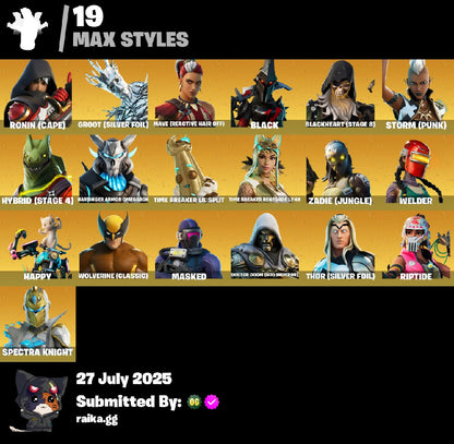 ? 89 skins ? Candy Axe | Hot Marat | Take The Elf | Spectra Knight | Eternal Knight | Blackheart | Renzo the Destroyer | Omegarok | Fade | Ronin | 450 VB