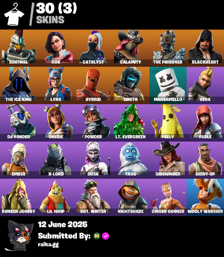 [PC/XBL/NINTENDO] ✨32 Skins ✨ Catalyst ? The Prisoner ✨ Calamity ? Blackheart ✨ Hybrid ? Rox ✨ Sentinel ? The Ice King ✨ 600 VB