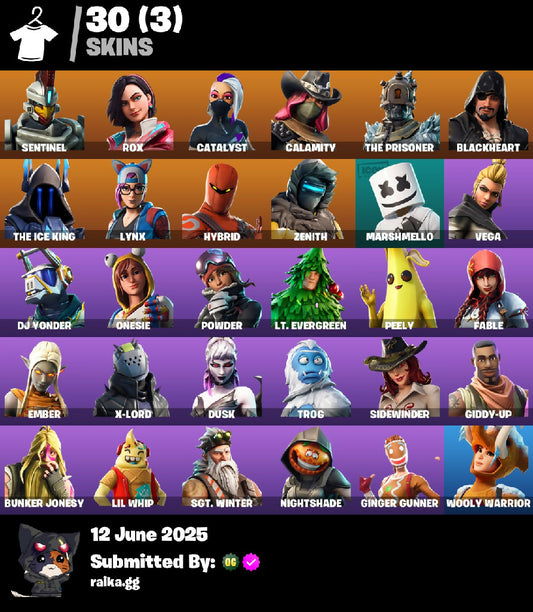 [PC/XBL/NINTENDO] ✨32 Skins ✨ Catalyst ? The Prisoner ✨ Calamity ? Blackheart ✨ Hybrid ? Rox ✨ Sentinel ? The Ice King ✨ 600 VB